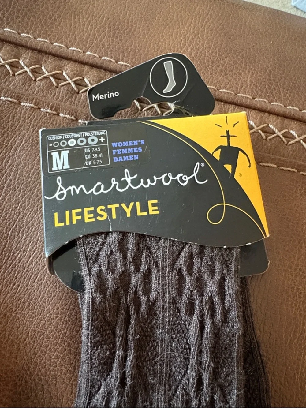 Smartwool Women's‎ Cable Knit Socks in chestnut Heather trellis Kneehigh new nwt